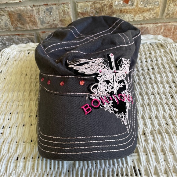 Bon Jovi The Circle Tour Military Hat Women’s Gray Adjustable Cap 2010 - Picture 2 of 9